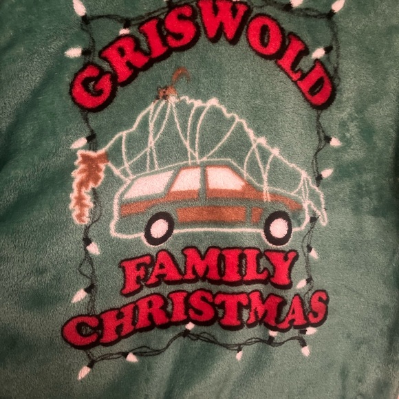Griswold family Christmas green velour sweatshirt with hood. - Picture 3 of 4
